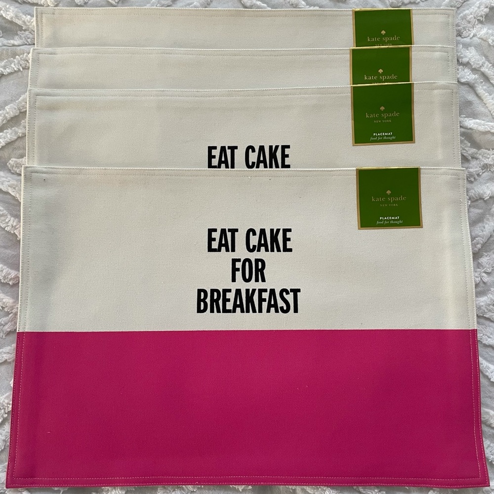 BNWT 4 Kate Spade Placements Eat Cake for Breakfast
